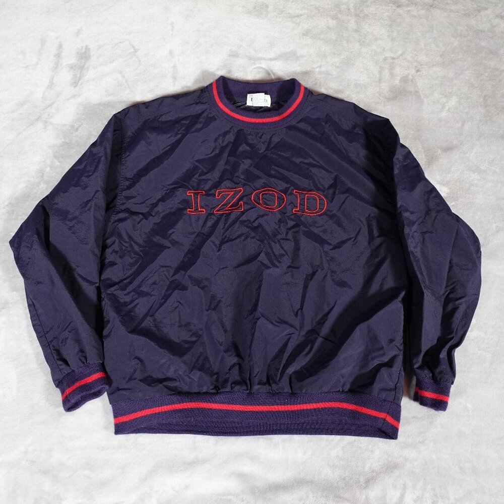 Vintage IZOD Pullover Windbreaker Jacket Mens M Nylon Lightweight Blue 90s